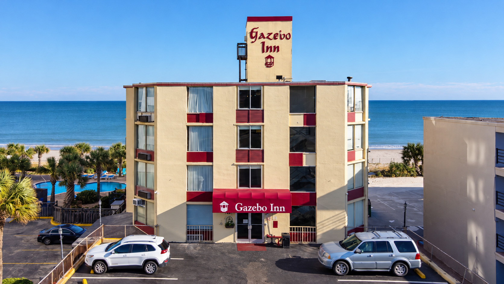 Gazebo Inn Oceanfront exterior facing South Ocean Boulevard